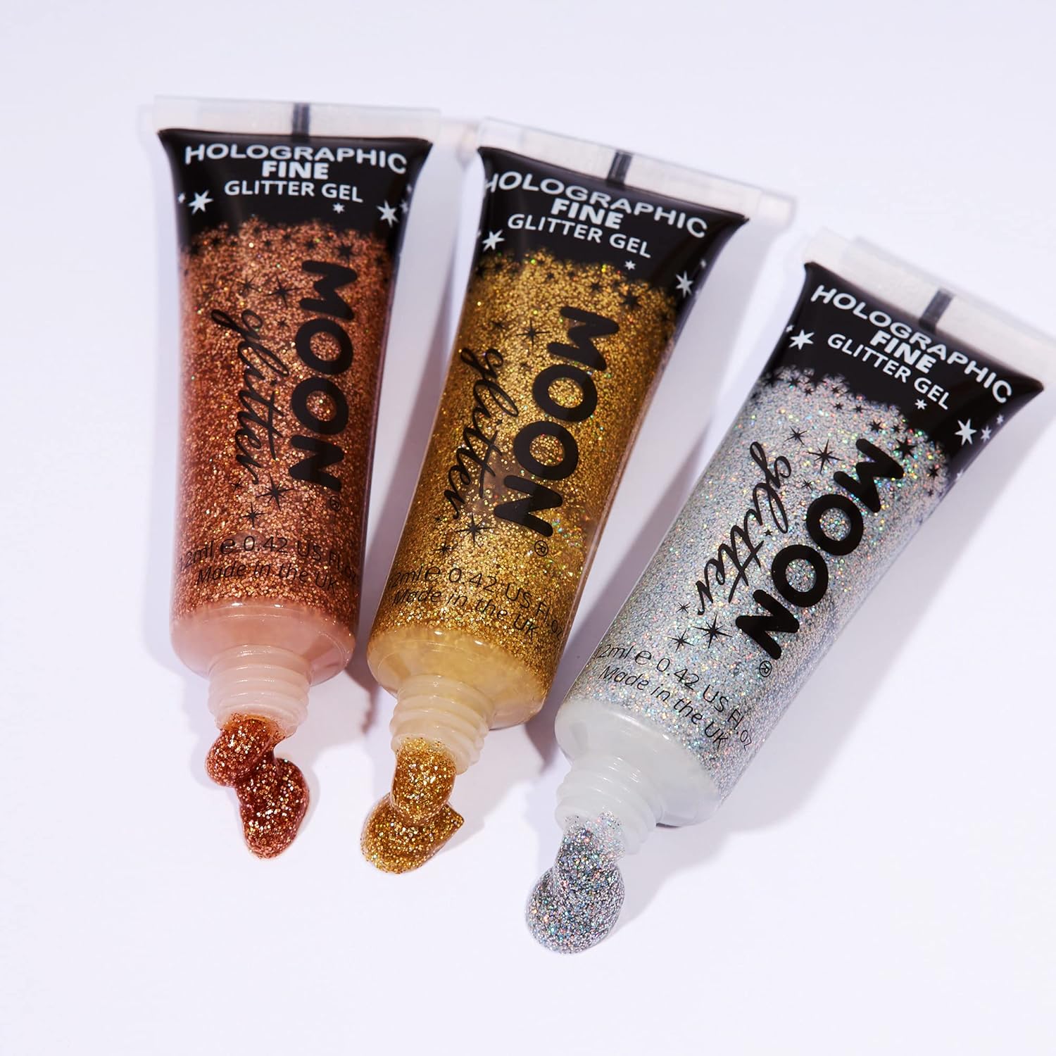 Holographic Fine Face & Body Glitter Gel by Moon Glitter - Rose Gold - Cosmetic Festival Glitter Face Paint for Face, Body, Hair, Nails - 12ml : Amazon.co.uk: Beauty
