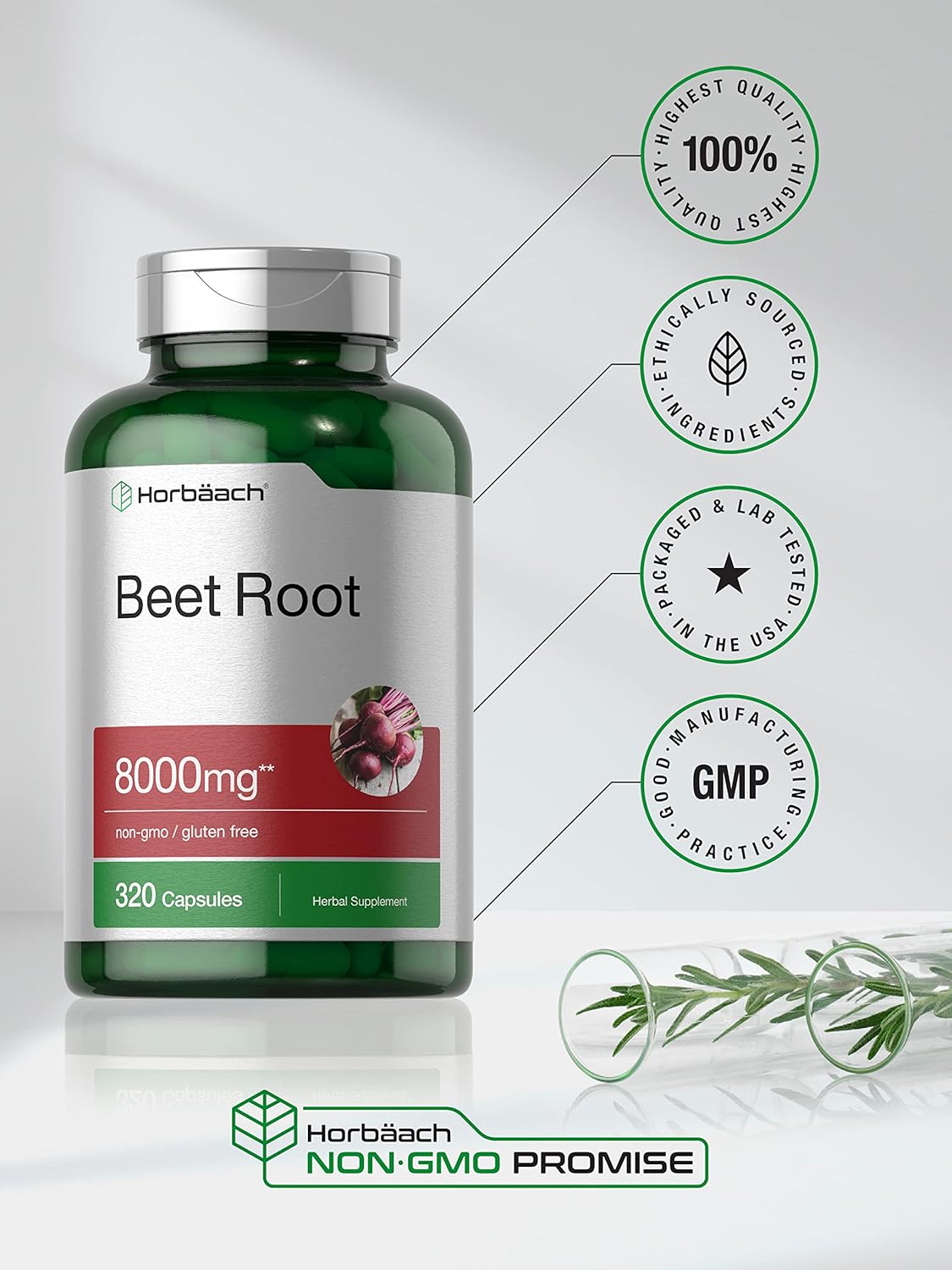 Horbäach Beet Root Powder Capsules 8000mg | 320 Pills | Non-GMO, Gluten Free Formula | High Potency Herbal Extract Supplement : Health & Household