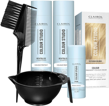 Clairol Professional Colour Studio Permanent Colour Cream Hair Dye | Long-Lasting Rich Tones | 100% Grey Coverage | Hair Colouring Kit | 3-Step Routine With Accessories | 9/0 Natural Blonde