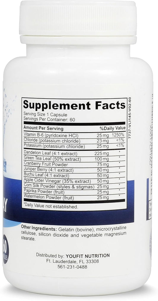 Water Pills For Fluid Balance Support – Herbal Supplement For Bloating, Natural Diuretics For Water Retention And Edema Relief In Legs And Feet – Maximum Strength Formula 60 Capsules