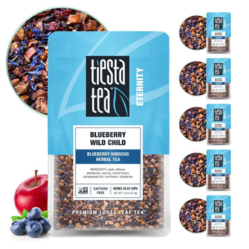 Tiesta Tea - Blueberry Wild Child, Blueberry Hibiscus Herbal Tea, Premium Loose Leaf Tea Blend, Non-Caffeinated Tea, Make Hot Or Iced Tea & Brews Up To 25 Cups - 1.8Oz Resealable Pouch, Pack Of 6