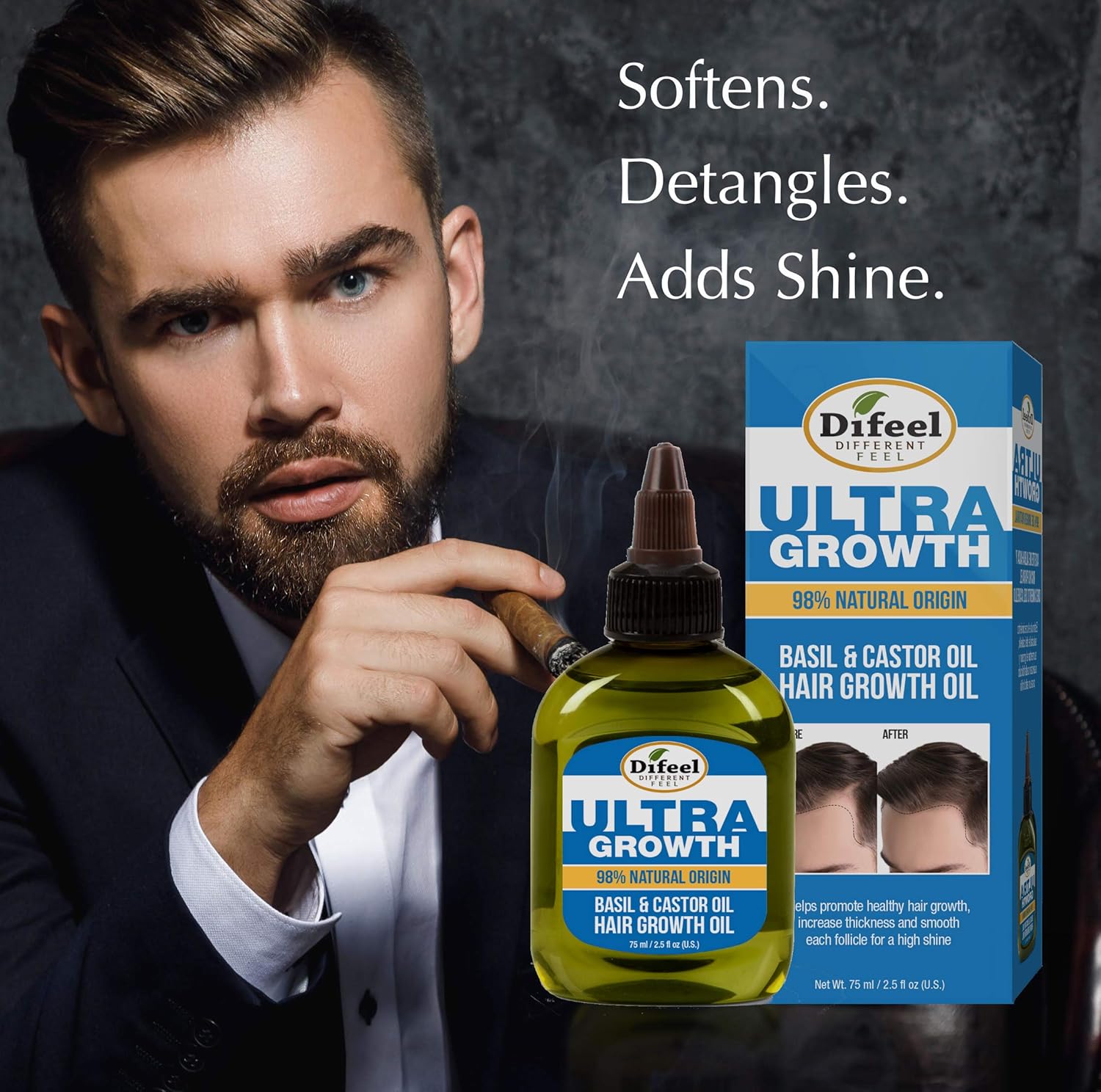 Difeel Mens Ultra Growth Basil And Castor Hair Oil 2.5 Oz. : Beauty & Personal Care