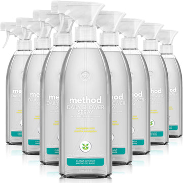 Method Daily Shower Cleaner Spray, Plant-Based & Biodegradable Formula, Spray And Walk Away, Eucalyptus Mint Scent, 28 Fl Oz, (Pack Of 8), Packaging May Vary