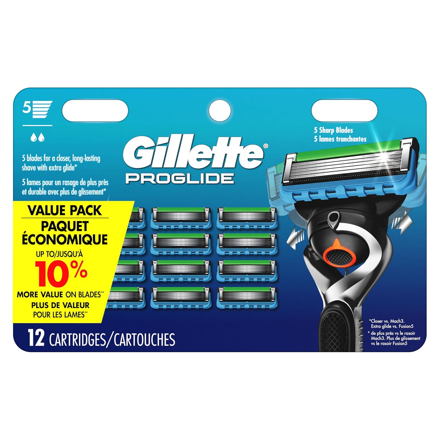 Gillette Fusion5 Proglide Men'S Razor Blade Refills, 12 Count, Mens Blades : Beauty & Personal Care