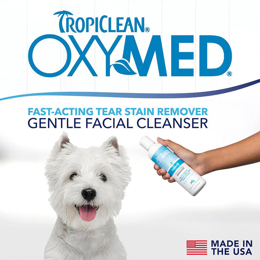 TropiClean OxyMed Medicated Dog Tear Stain Remover - Cleans and Gently Washes Away Dirt & Stains Around Eyes & Face - Brightens White Coats - Tear Stain Remover, 236ml?OXTSSH8Z