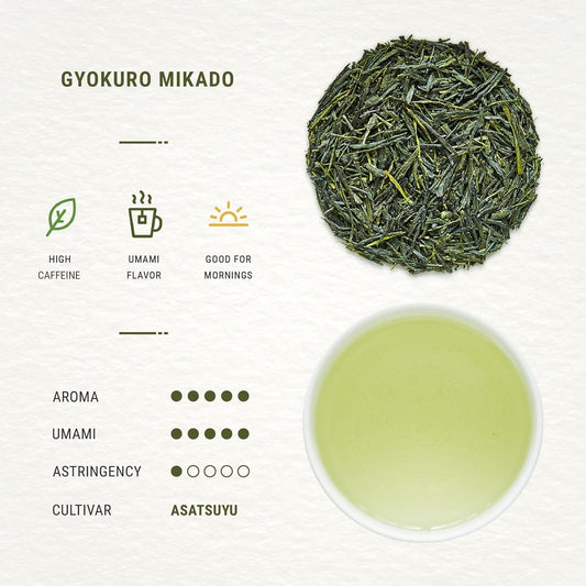 Senbird Organic Gyokuro, Japanese Shade Grown Green Tea - Mikado From Kyoto Japan - Imperial Loose Leaf Green Tea In Airtight Tea Tin (1.76Oz/50G)