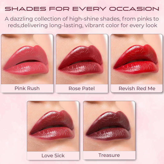 Votum Tahari 5Pc Lip Gloss Set – Shimmery Lip Glosses For Women And Girls, Long-Lasting Lip Gloss Pack, Super Lustrous 5-Piece Gift Set, Non-Sticky, High Shine