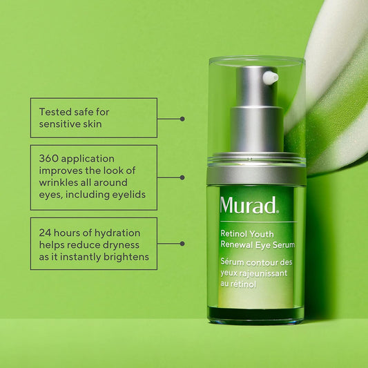 Murad Retinol Youth Renewal Eye Serum - Retinol Eye Serum Visibly Improves Undereye Puffiness Dark Circles And Reduces The Appearance Of Fine Lines, Gentle Enough For Nightly Use - 0.5 Oz