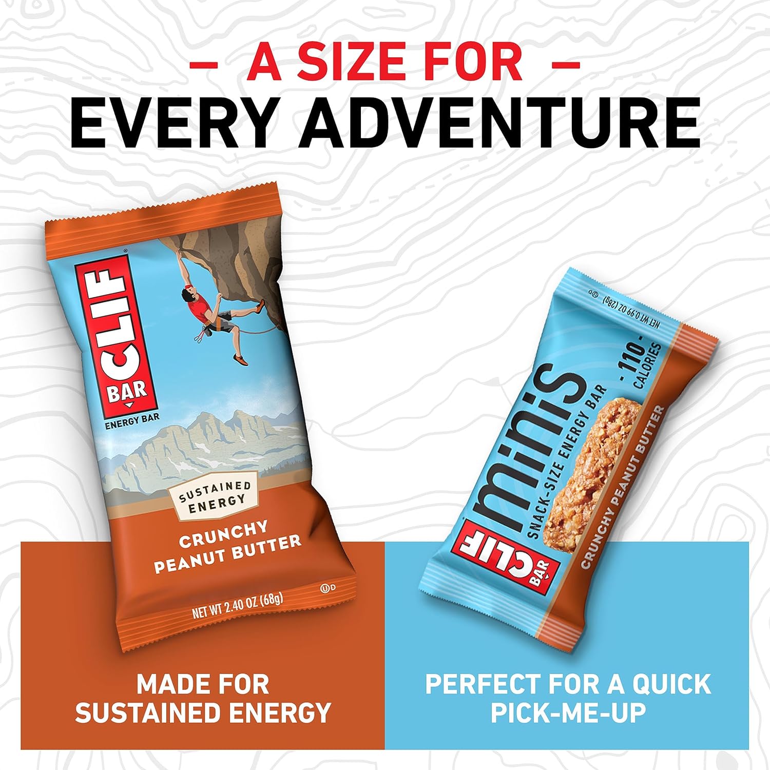 CLIF BAR - Crunchy Peanut Butter - Full Size and Mini Energy Bars - Made with Organic Oats - Non-GMO - Plant Based - 2.4 oz. and 0.99 oz. (20 Count) : Everything Else