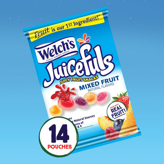 Welch'S Juicefuls Juicy Fruit Snacks, Mixed Fruit, Fruit Gushers, Perfect For School Lunches, Bulk Pack, Gluten Free, Individual Single Serve Bags, 1 Oz (Pack Of 14)