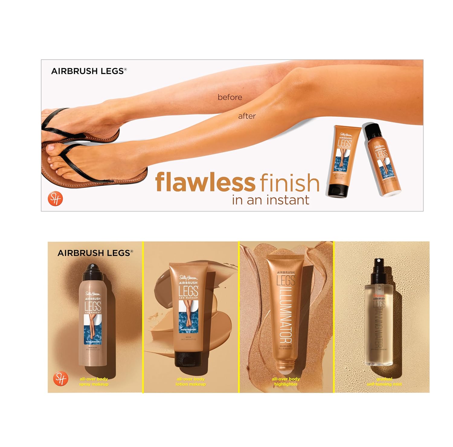 Sally Hansen Airbrush Legs®, Leg Makeup, Beige, Easy Application, Flawless Looking Legs, Water Resistant, Transfer Proof Lotion : Beauty & Personal Care