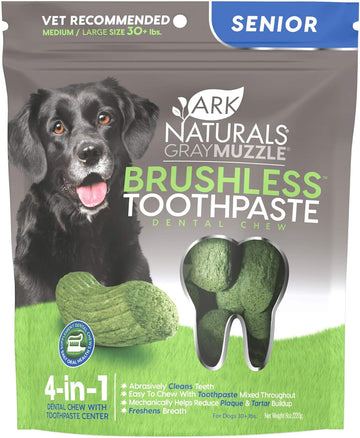 Ark Naturals Ark-4710071-1 Brushless Toothpaste Gray Muzzle Friendly Chewable Dental Treats For Dogs, 7.8 Oz, Large Breeds