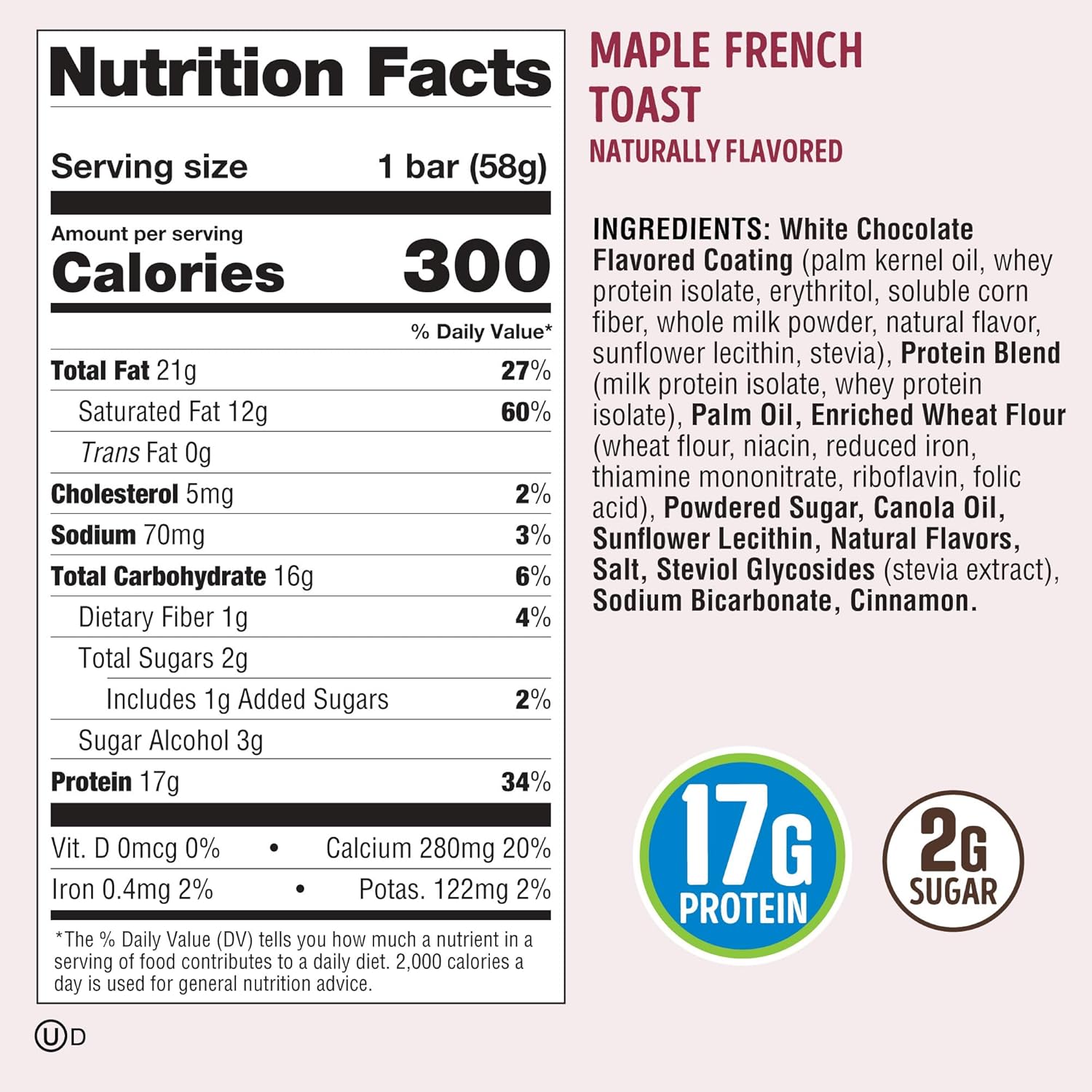 Lenny & Larry's Dip'd Wafer Bar, Maple French Toast, 17g Dairy & Plant Protein, Box of 12 : Health & Household