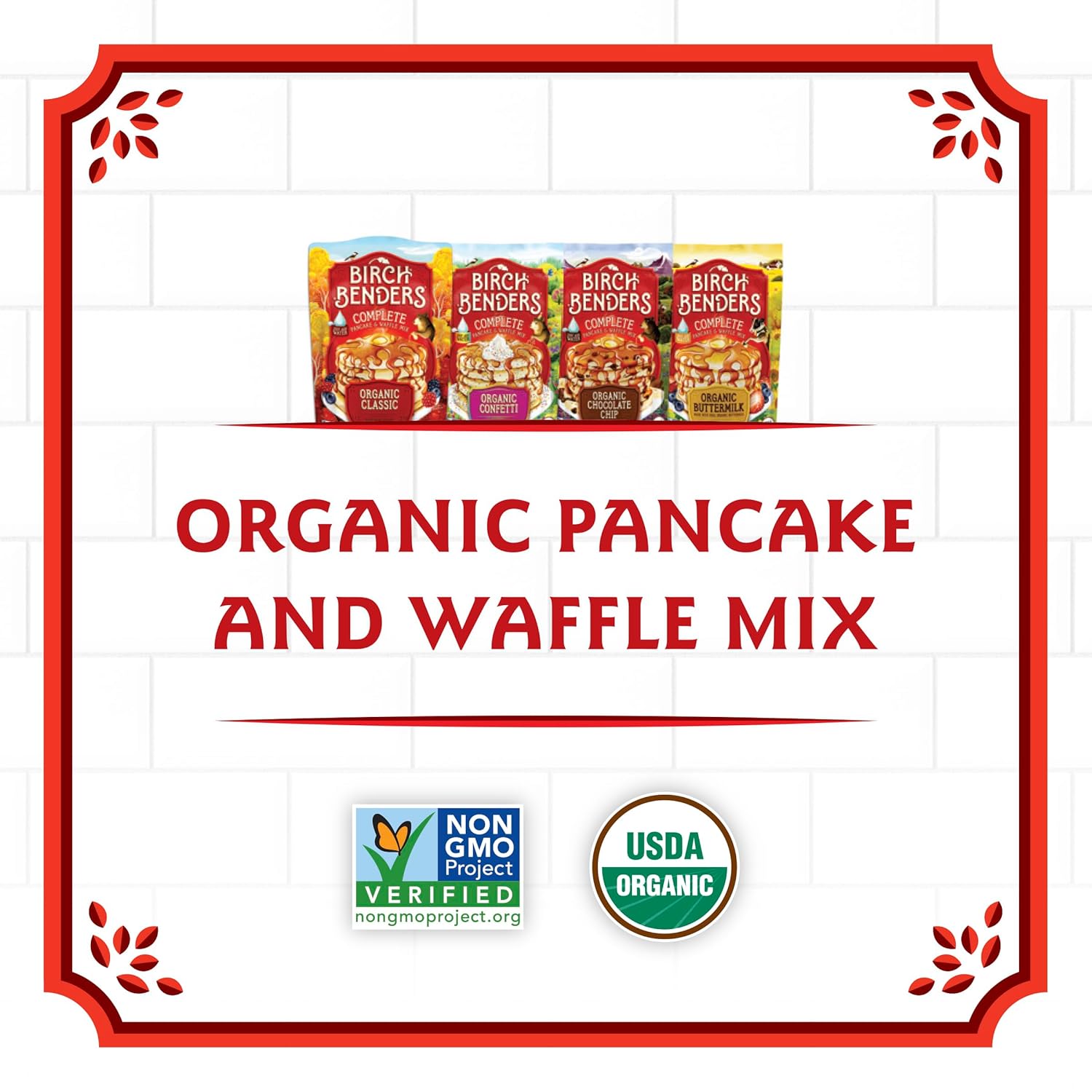 Birch Benders Organic Classic Pancake and Waffle Mix, 16 oz (Pack of 2) with By The Cup Swivel Spoons : Grocery & Gourmet Food