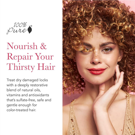 100% Pure Glossy Locks Repair Conditioner Cream Moisture Restore & Nourishing Deep Conditioning Treatment For Dry Damaged Hair Super Nutrient Hydration Boost For Women & Men - 13.5 Fl Oz