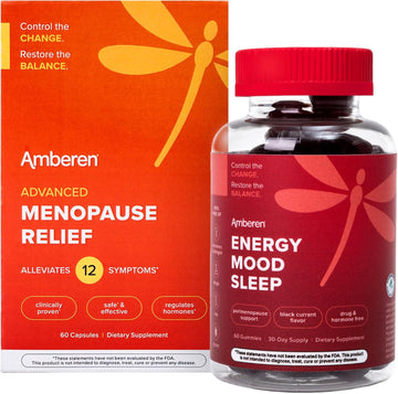 Amberen Energy, Mood & Sleep Gummies Menopause Relief Gummies, 1 Month Supply Bundle