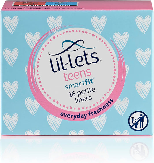 Lil-Lets Teens Liners X 16 | Petite & Slim Pantyliners for Girls & Teenagers | Unscented | Very Light Flow | Breathable Panty Liners | First Periods | Vegan Friendly