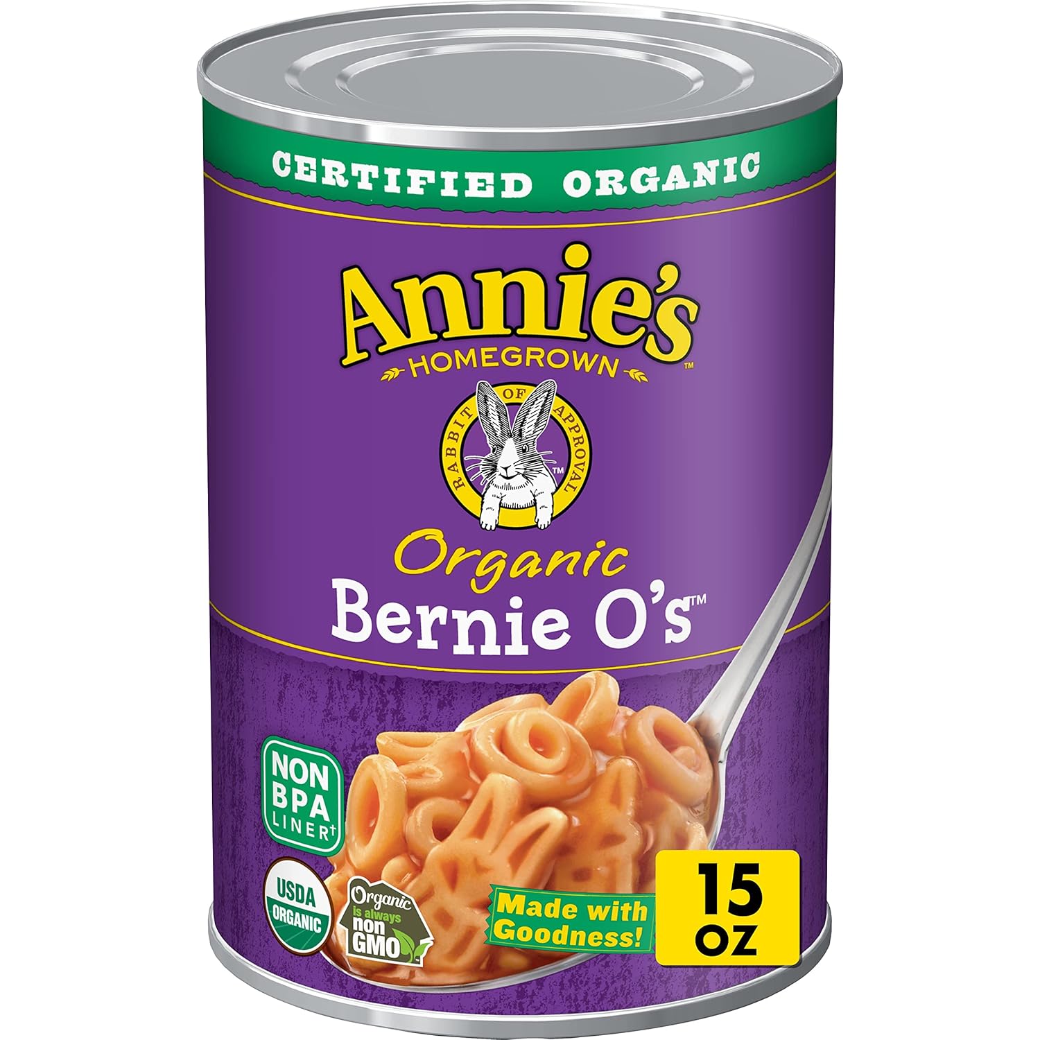 Annie'S Organic Bernie O'S, Canned Pasta In Tomato & Cheese Sauce, 15 Oz