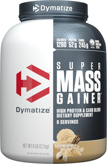 Dymatize Super Mass Gainer Protein Powder, 1280 Calories & 52G Protein, Gain Strength & Size Quickly, 10.7G Bcaas, Mixes Easily, Tastes Delicious, Gourmet Vanilla, Gourmet Vanilla, 6 Pound (Pack Of 1)