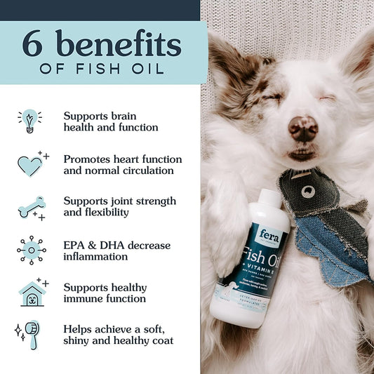 Fera Pets Fish Oil for Dogs & Cats – 16oz, 96 Servings? – Liquid Fish Oil with Wild-Caught Fish to Maintain Your Pet’s Skin, Immune & Brain Function