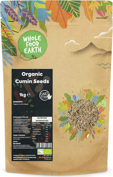 Wholefood Earth Organic Cumin Seeds 1 Kg | Gmo Free | Certified Organic