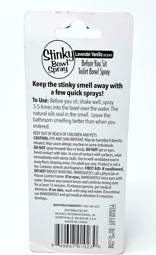 Stinky Bowl Spray - Lavender Vanilla - Before You sit, Bowl Spray - Keeps The Stink in The Bowl : Health & Household