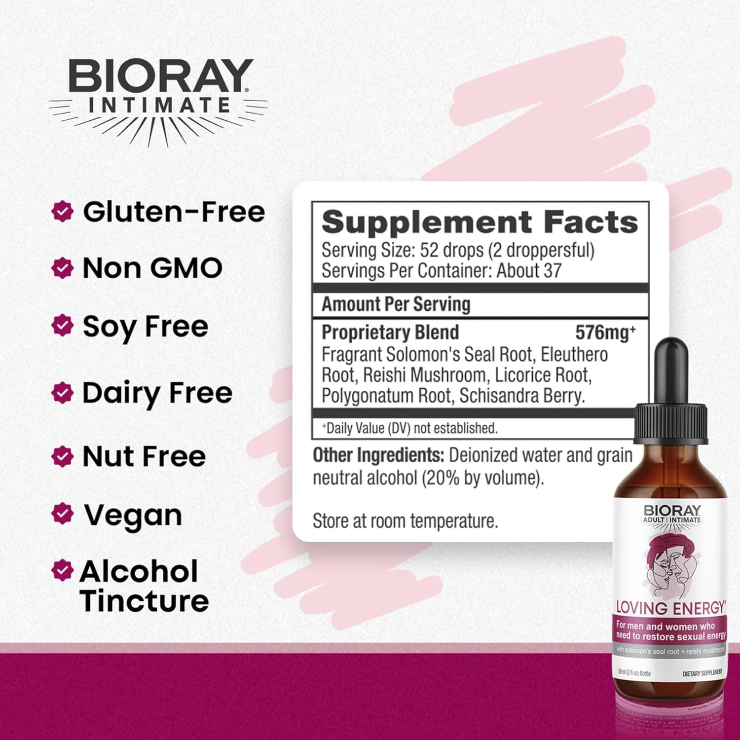 Bioray Intimate Loving Energy - 2 Fl Oz - With Medicinal Mushrooms - Non-Gmo, Vegan, Gluten Free : Health & Household