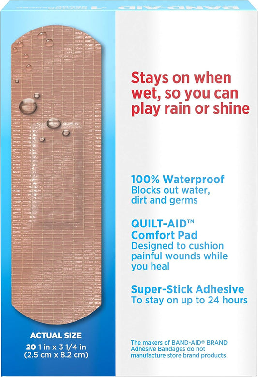 Band-Aid Brand Water Block Waterproof Tough Adhesive Bandages For Minor Cuts And Scrapes, All One Size, 20 Count (Pack Of 1)