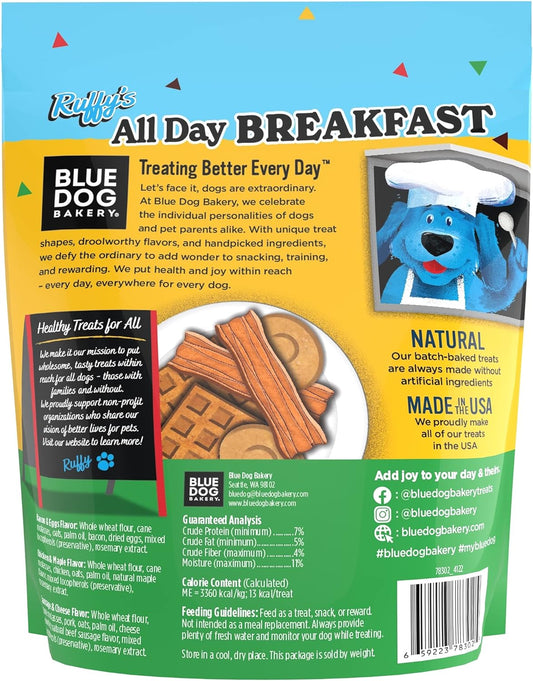 Blue Dog Bakery Natural, Ruffy's Food Truck All Day Breakfast Crunchy Dog Treats, Made in USA, (1) 16-Ounce Bag : Pet Supplies