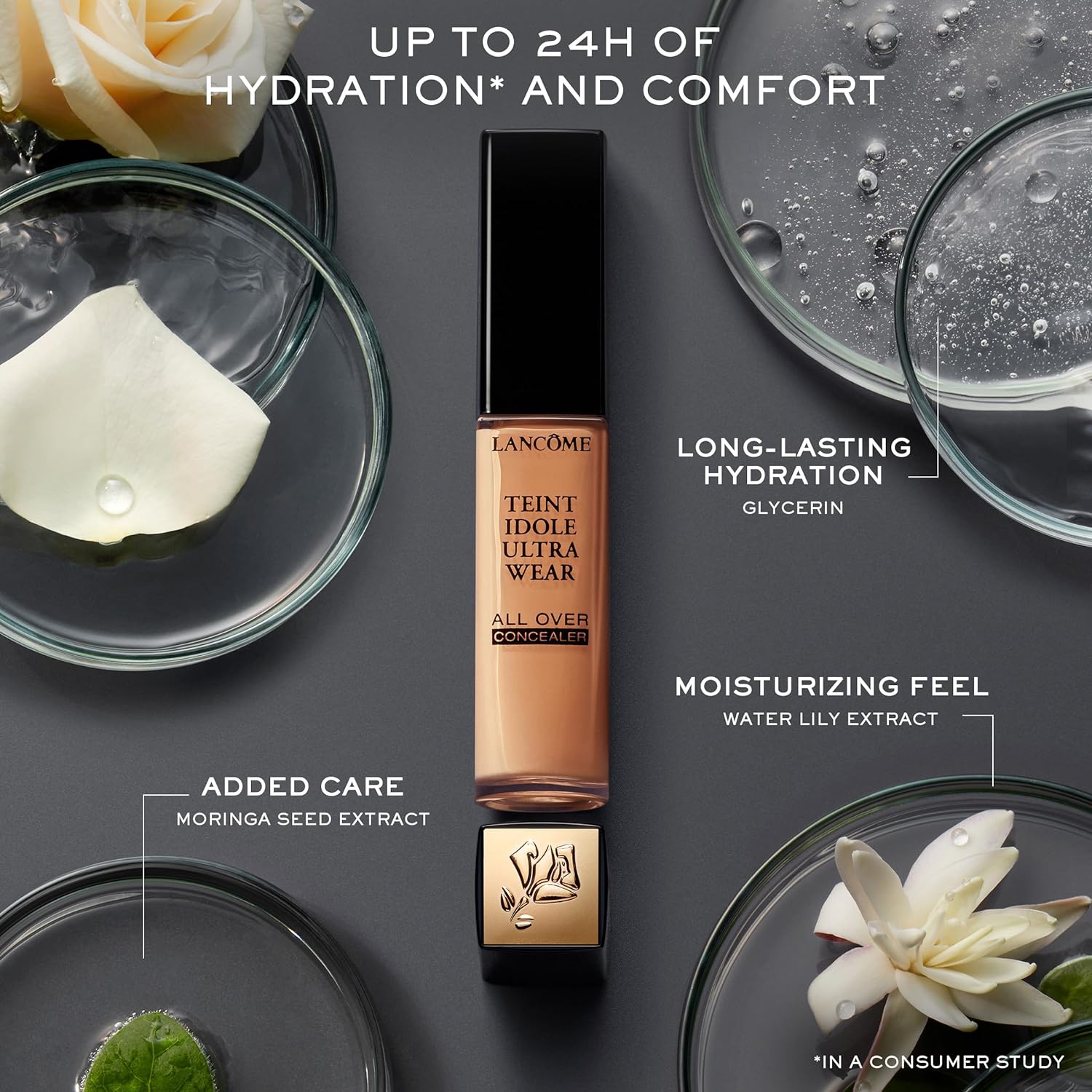 Lancôme Teint Idole Ultra Wear All Over Full Coverage Concealer - Natural Matte Finish & Lightweight Under Eye Concealer - Up To 24H Wear - 215 Buff Neutral : Beauty & Personal Care