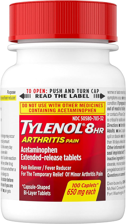 Tylenol 8 Hour Arthritis Pain Tablets With Acetaminophen For Joint Pain, 100 Ct