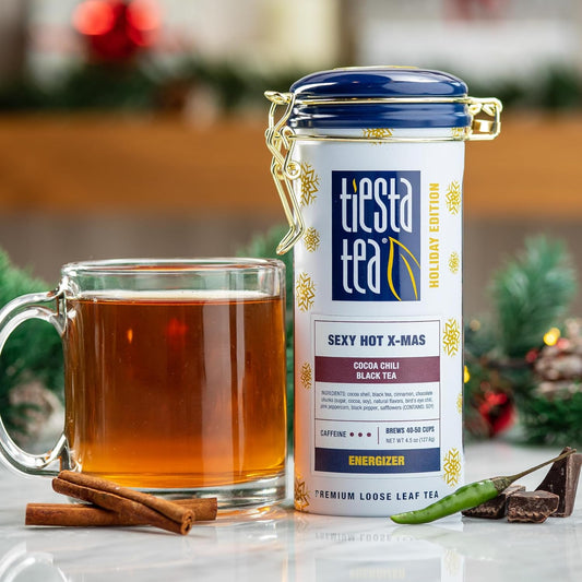 Tiesta Tea - Sexy Hot Christmas Tea | Cocoa Chili Black Tea | Premium Loose Leaf Tea Blend | High Caffeinated Spicy Black Tea | Make Hot Or Iced Tea & Brews Up To 50 Cups - 4.5 Ounce Refillable Tin