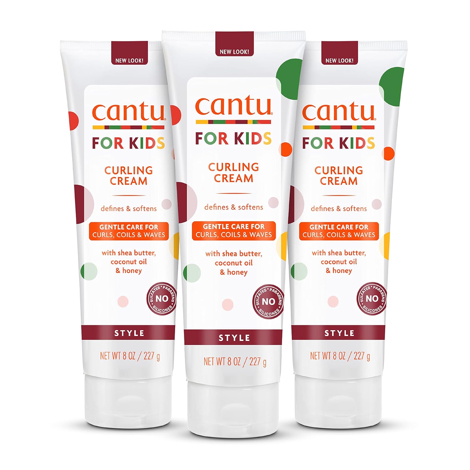 Cantu Care For Kids Paraben & Sulfate-Free Curling Cream With Shea Butter, 8 Oz (Pack Of 3) (Packaging May Vary)