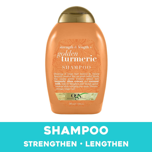 Ogx Strength Length + Golden Turmeric Shampoo With Milk To Soothe Scalp Nourish Hair Ayurveda Sulfatefree Surfactants For Stronger Longer Hair, Coconut, 13 Fl Oz