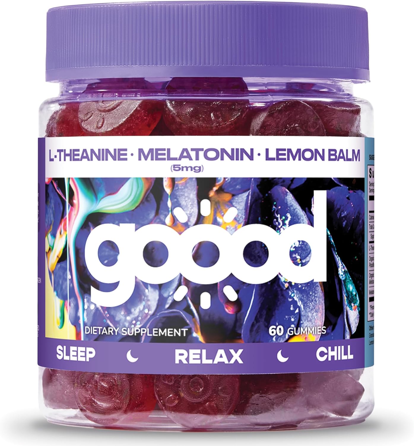 Goood Sugar Free Melatonin Gummies 5mg - Sleep Gummies for Adults - Sleep Supplement with L-Theanine - Melatonin 5mg Gummies - Gluten Free & Non GMO Sleeping Gummies for Adults for Calm Sleep 60 Ct