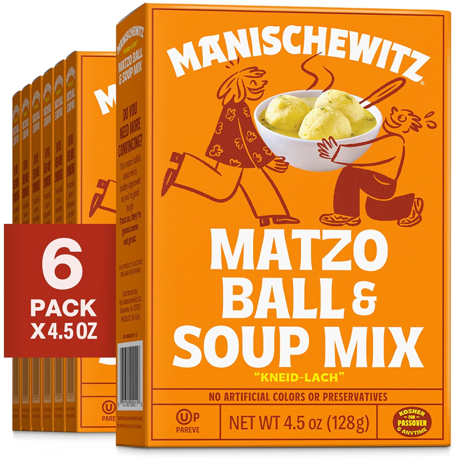 Manischewitz Matzo Ball and Soup Mix, 4.5oz Box (Pack of 6, Total of 27 Oz)