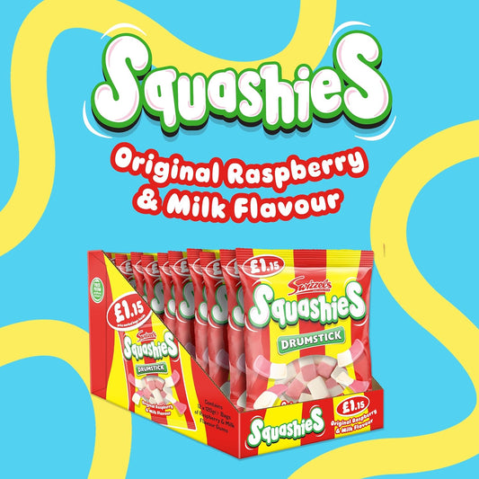Swizzels Drumstick Squashies Original Sweets - Raspberry And Milk Flavour Foam Gum Sweets - Price Marked Multipack (12 X 120G)