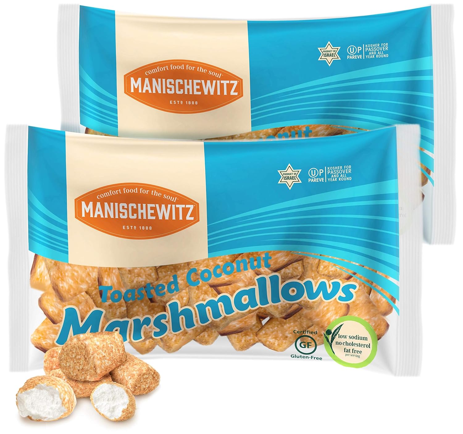 Manischewitz Toasted Coconut Marshmallows, 10 oz (3 Pack) | Kosher Marshmallows | Big Marshmallows