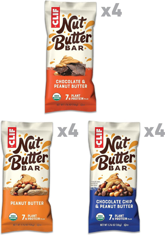 Clif Nut Butter Bar - Variety Pack - Peanut Butter Filled Energy Bars - Non-Gmo - Usda Organic - Plant-Based - Low Glycemic - 1.76 Oz. (12 Count)