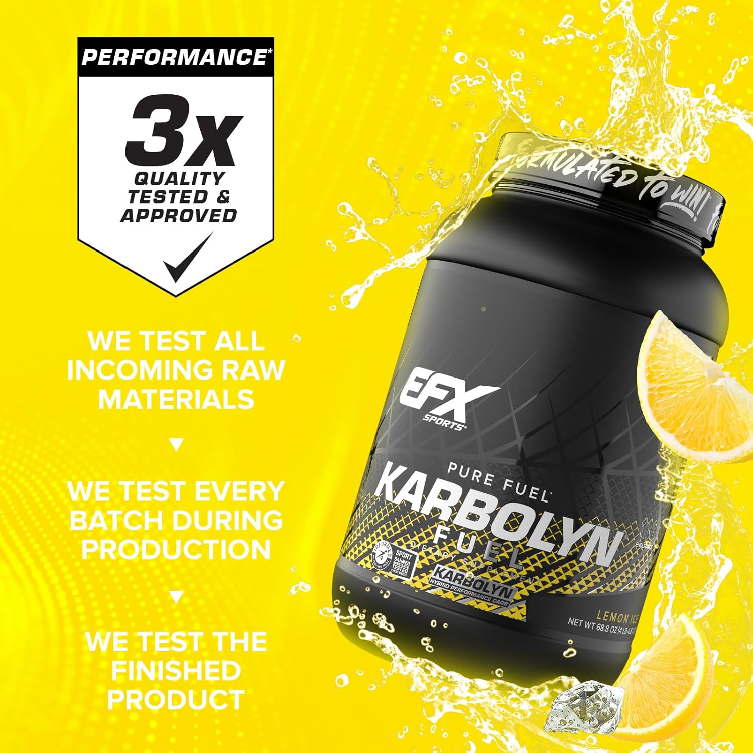 Efx Sports Karbolyn Fuel | Fast-Absorbing Carbohydrate Powder | Carb Load, Sustained Energy, Quick Recovery | Stimulant Free | 36 Servings (Lemon Ice) : Health & Household