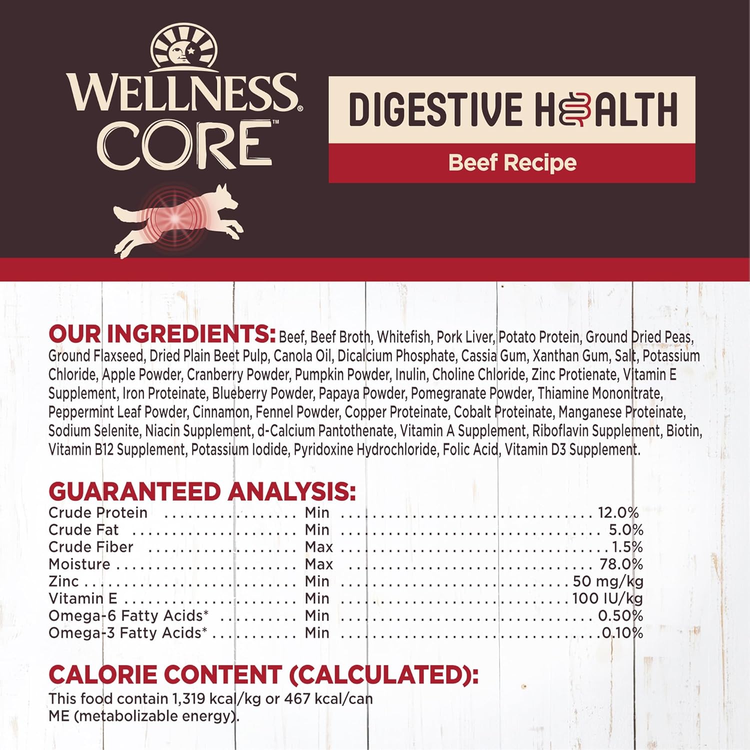 Wellness CORE Digestive Health Beef Grain Free Wet Dog Food, 13 Ounce Can (Pack of 12): Pet Supplies: Amazon.com