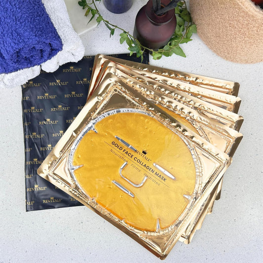 Revitale 24K Gold Face Mask (3 Pack) - Hydrating & Nourishing Sheet With Collagen And Natural Extracts For Radiant, Moisturised Skin