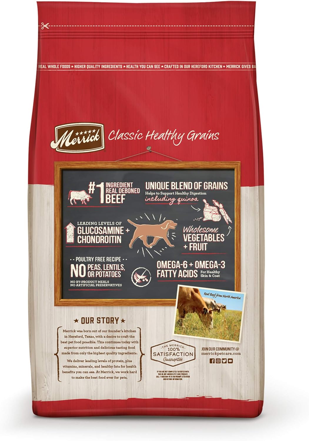 Merrick Healthy Grains Premium Adult Dry Dog Food, Wholesome And Natural Kibble With Beef And Brown Rice - 4.0 lb. Bag : Pet Supplies