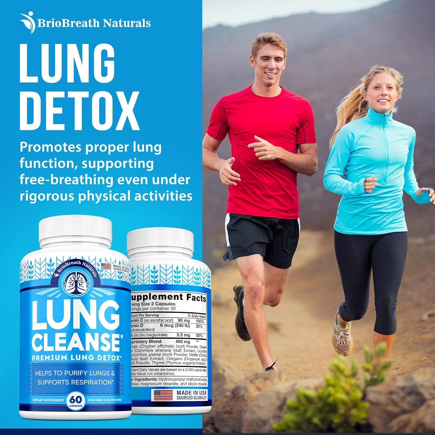 Lung Support Supplement - Natural Capsules for Lung Cleanse and Detox - Made in USA - Respiratory System; Mucus Clear - Vegan Supplement for Lung Detox; Respiratory Support - 60 Capsules : Health & Household