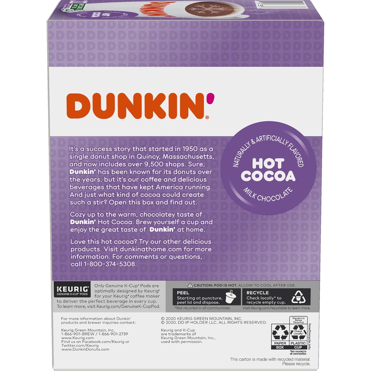 Dunkin' Donuts® Milk Chocolate Hot Cocoa Single-Serve K-Cup®, Box Of 22