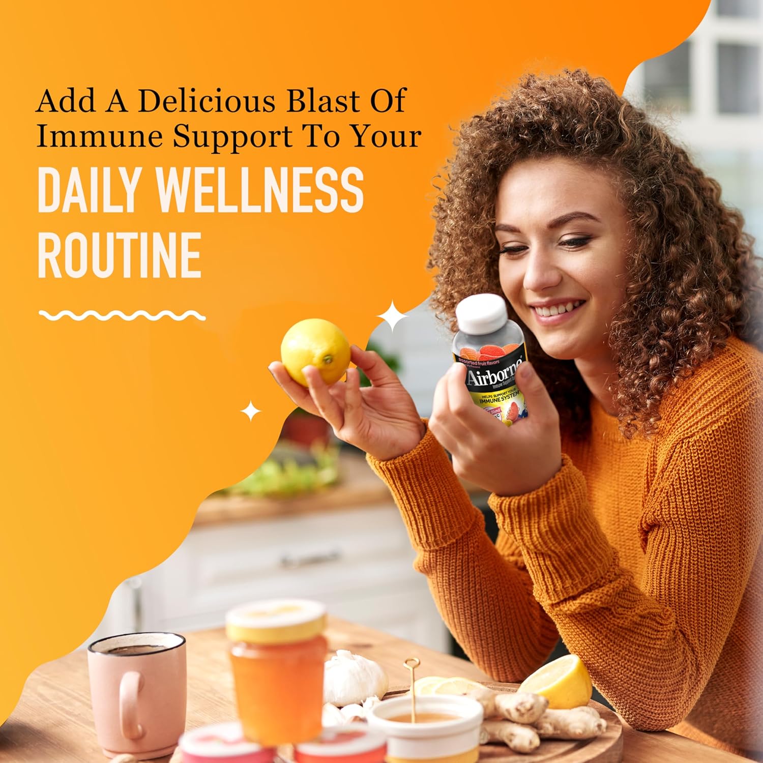 Airborne 750Mg Vitamin C Gummies For Adults, Immune Support Gummies With Powerful Antioxidants Vit C & E, Caffeine Free - 2X63Ct Bottle (42 Servings), Assorted Fruit Flavor : Health & Household