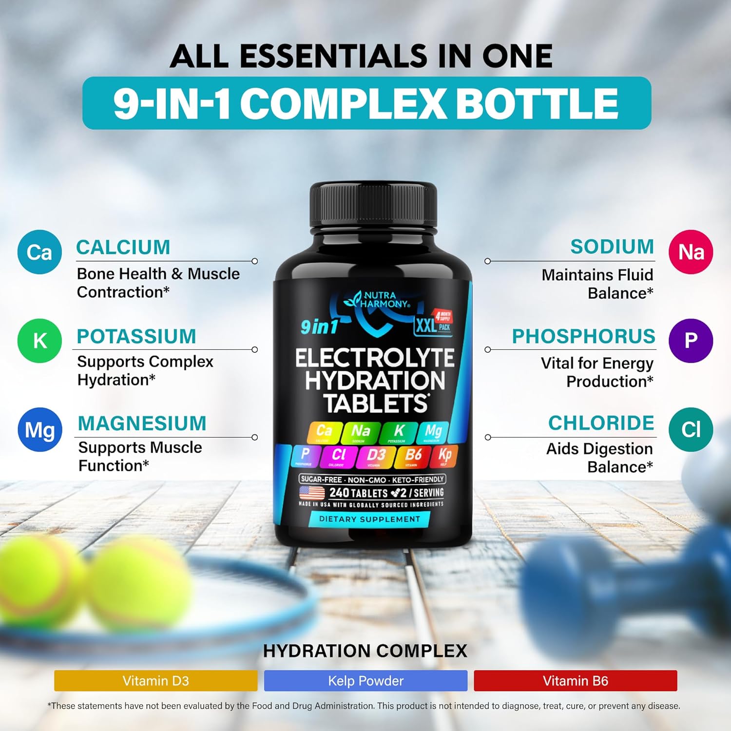 Buy Electrolytes - Electrolyte Tablets With Magnesium, Sodium, Potassium, Chloride, Vitamins D3 & B6, Kelp Powder - Salt Pills - Made In Usa - Oral Tablets As Capsules - Vegan & Keto Friendly - 240 Tabs On  Free Shipping On Qualified Orders
