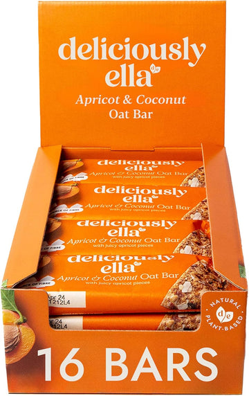 Deliciously Ella - Apricot & Coconut Oat Bar, Gluten-Free, Vegan Friendly, Healthy Snack, 50G (16 Bars)