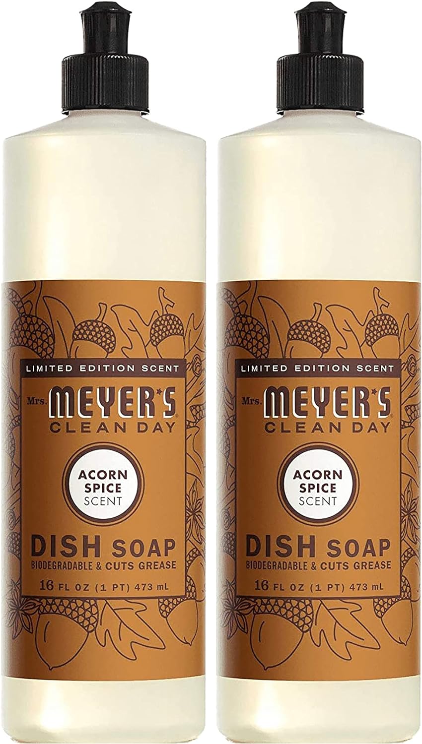 Mrs. Meyer’s Liquid Dish Soap, Acorn Spice Scent, 12 FL OZ Bottle (Pack of 2)