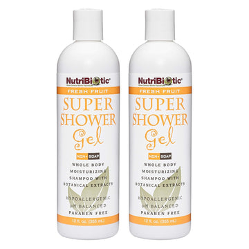 NutriBiotic – Fresh Fruit Super Shower Gel, 1 Twin Pack | Whole Body Moisturizing Shampoo with GSE & Botanical Extracts | pH Balanced & Free of Gluten, Parabens, Sulfates, Dyes & Colorings